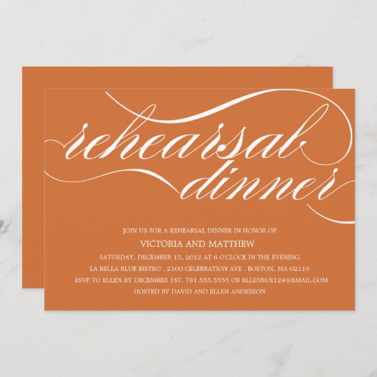 SCRIPT | REHEARSAL DINER INVITATION KAART (Voorkant / Achterkant)