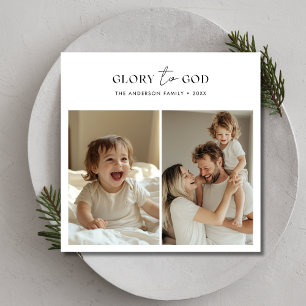 Script Religieuze Heilige Kerstmis Glorie aan God  Feestdagenkaart