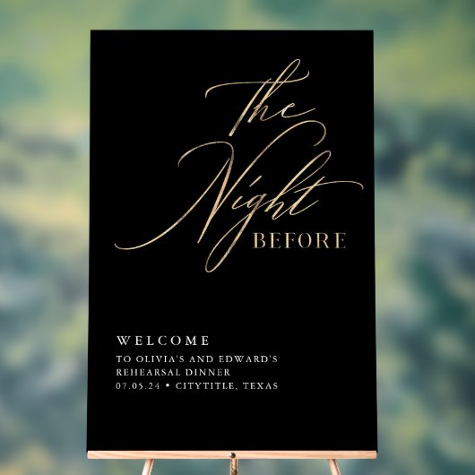 Script repetitie diner zwart en goud welkom acryl bord (Neutraal)