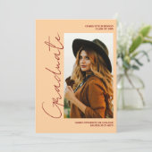 Script retro Light Peach graduate photo graduation Kaart (Staand voorkant)