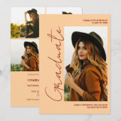 Script retro Light Peach graduate photo graduation Kaart (Voorkant / Achterkant)