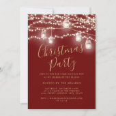 Script Rode Witte Lichten Kerstfeest Kaart (Voorkant)