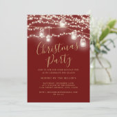 Script Rode Witte Lichten Kerstfeest Kaart (Staand voorkant)