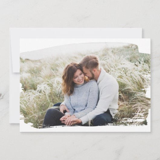  script Romantic Photo Horizontal Wedding Kaart (Achterkant)