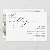 script Romantic Photo Horizontal Wedding Kaart (Voorkant / Achterkant)