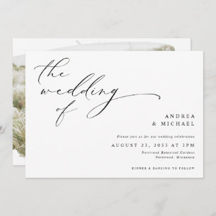 script Romantic Photo Horizontal Wedding Kaart