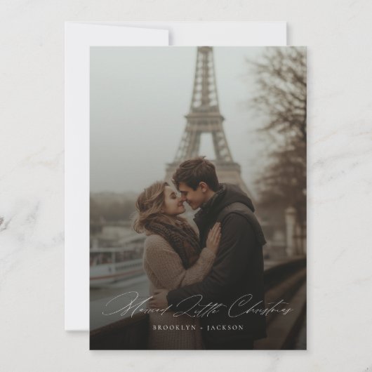 Script Romantisch Getrouwd Kleine Kerstfoto Feestdagenkaart (Voorkant)