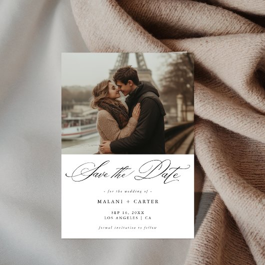 Script Romantische foto Betaalbare luxe bruiloft Save The Date