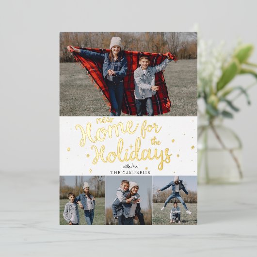 Script Rood Geruit Nieuw Thuis voor Feestdagen Fot (Staand Voorkant)