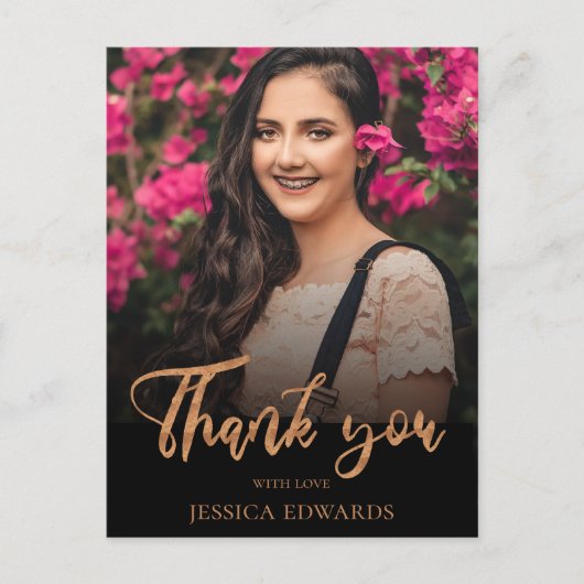  Script Roos Gold Photo Afstuderen Hartelijk dank Briefkaart (Voorkant)