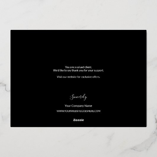 Script Roos goud Black Business logo website Folie Feestdagenkaart (Achterkant)