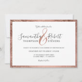 Script roos gouden rand witte foto bruiloft kaart (Voorkant)