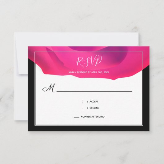 Script roze Black White Abstract Weddenschap RSVP Kaartje (Voorkant)