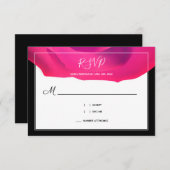 Script roze Black White Abstract Weddenschap RSVP Kaartje (Voorkant / Achterkant)