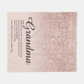 Script roze goud glitters Oma definitie Fleece Deken (Voorkant (Horizontaal))