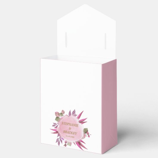 Script Roze Paarse bloemige moderne bruiloft dank  Bedankdoosjes (Geopend)