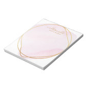 Script Roze Roze Waterverf Goud Cirkel Zakelijk Notitieblok (Linkerzijde)