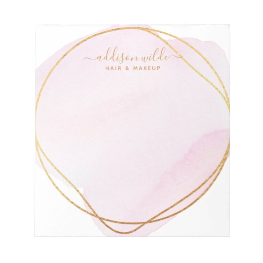 Script Roze Roze Waterverf Goud Cirkel Zakelijk Notitieblok (Voorkant)