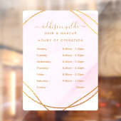 Script Roze Roze Waterverf Goud Openingstijden Raamsticker (Vel 2)