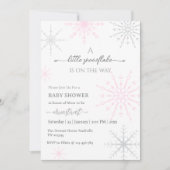 Script roze sneeuwvlok Winter Baby Shower Kaart (Voorkant)