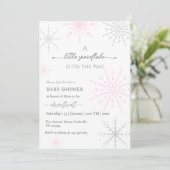 Script roze sneeuwvlok Winter Baby Shower Kaart (Staand voorkant)