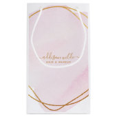 Script Roze Waterverf Goud Cirkel Zakelijk Klein Cadeauzakje (Achterkant)