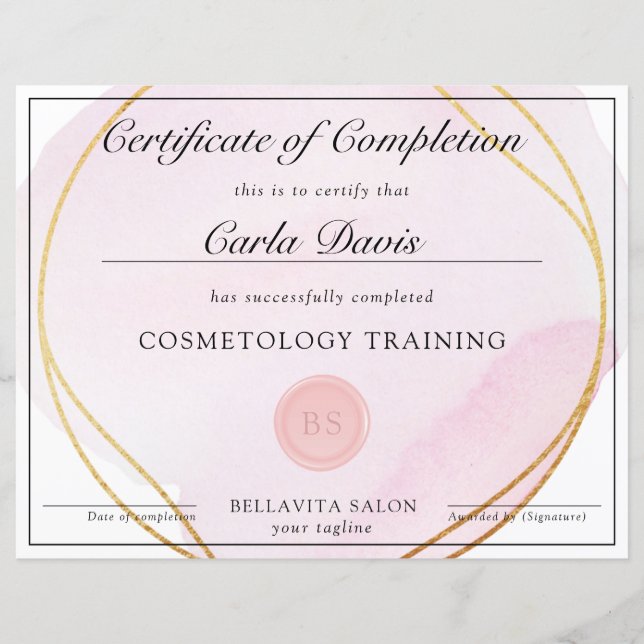 Script Roze Waterverf Gouden Cirkel Award (Voorkant)