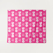 Script Roze Wit 50ste Verjaardagsfeest Stap Herhaa Wandkleed (Voorkant (horizontaal))