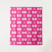 Script Roze Wit 50ste Verjaardagsfeest Stap Herhaa Wandkleed (Voorkant)
