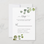 Script Rustiek Eucalyptus Wedding Response Kaart (Voorkant)
