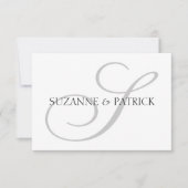 Script S Monogram Notecard (zilver / zwart) Kaart (Voorkant)