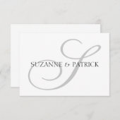 Script S Monogram Notecard (zilver / zwart) Kaart (Voorkant / Achterkant)