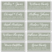 Script Sage Green Wedding Guest Address Labels (Voorkant)