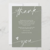 Script Sage Groene Baby Shower Bedankkaart Kaart (Voorkant)