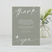 Script Sage Groene Baby Shower Bedankkaart Kaart (Staand voorkant)