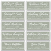 Script Sage Groene Huwelijks Gast Adreslabels Sticker (Voorkant)