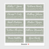 Script Sage Groene Huwelijks Gast Adreslabels Sticker (Vel)