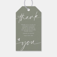 Script Saliegroene Baby Shower Bedankkaart 