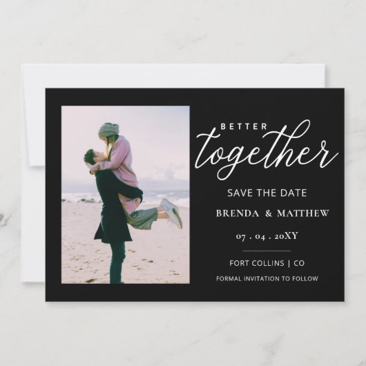 Script Samen Beter Minimalistisch Eenvoudig Foto Save The Date (Voorkant)