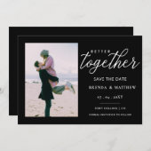 Script Samen Beter Minimalistisch Eenvoudig Foto Save The Date (Voorkant / Achterkant)