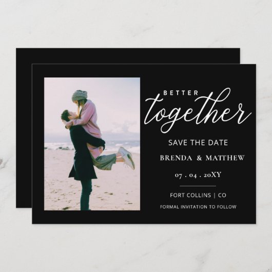 Script Samen Beter Minimalistisch Eenvoudig Foto Save The Date (Voorkant / Achterkant)