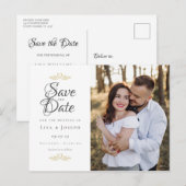Script Save The Date Foto Huwelijk Elegant Briefkaart (Voorkant / Achterkant)