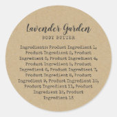 Script Schrijfmachine Ingredientenlijst Kraft Etik Ronde Sticker (Voorkant)