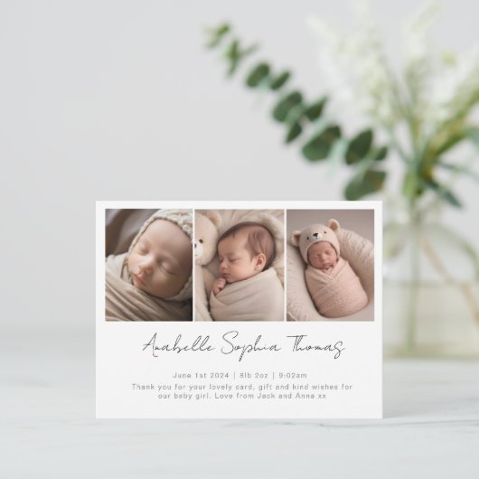 Script schrijven foto geboorte aankondiging kaart (Staand voorkant)