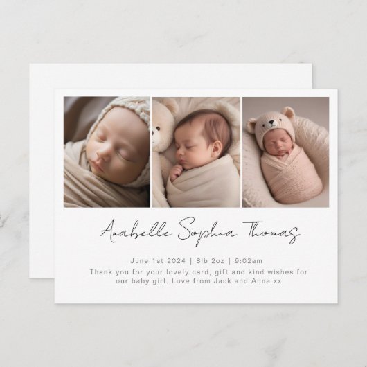 Script schrijven foto geboorte aankondiging kaart (Voorkant / Achterkant)