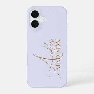 Script Serif Naam Paarse Lavendel iPhone 16 Hoesje