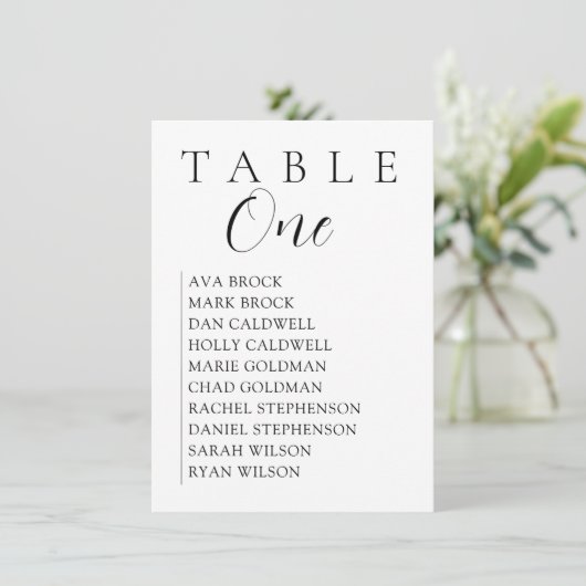 Script Serif Seating Table Chart Kaart (Staand voorkant)