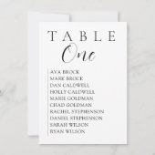 Script Serif Seating Table Chart Kaart (Achterkant)