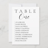 Script Serif Seating Table Chart Kaart (Voorkant)