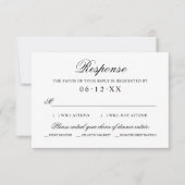 Script Serif Zwart Wit Bruiloft Maaltijd Keuze RSVP Kaartje (Voorkant)